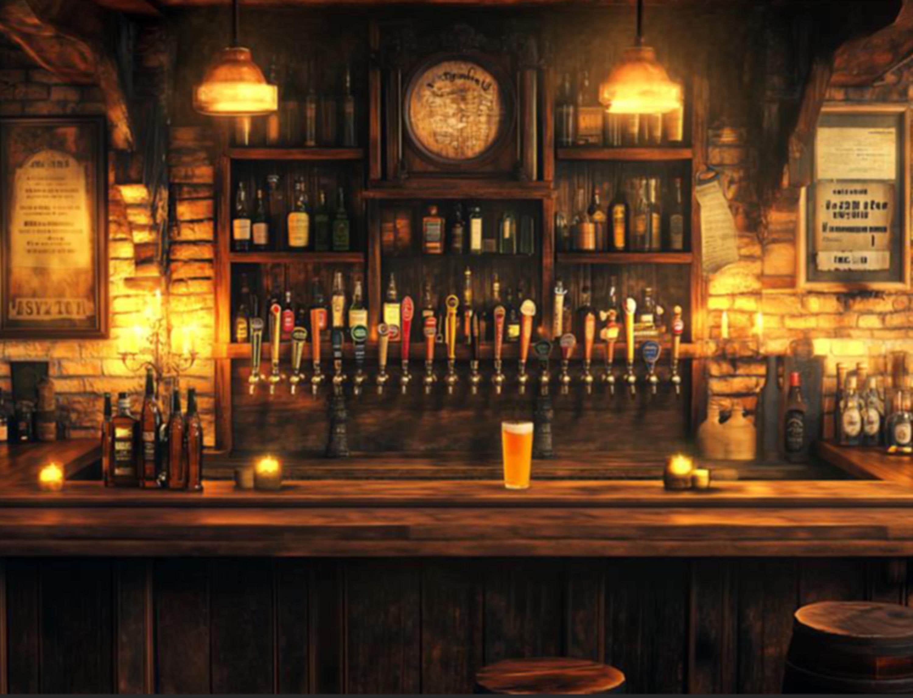 Vintage Irish Pub Wall Art – Cozy Rustic Bar Interior Print, Warm ...