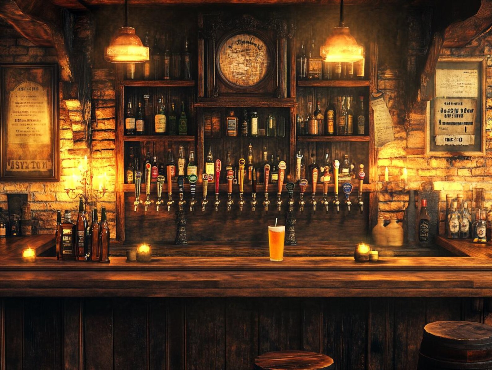 Vintage Irish Pub Wall Art – Cozy Rustic Bar Interior Print, Warm ...