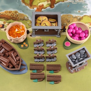 Juego completo de accesorios compatibles con Everdell: soportes para recursos, letreros de "Abierto" y tarjeteros, soporte para perlas imagen 3