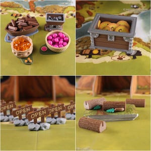 A collage of a full set of resource holders, open signs and card holders.