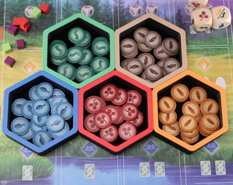 Wingspan-Compatible Hexagon Magnetic Board Game Token Trays