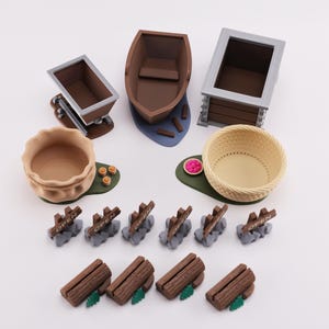 Everdell-Kompatibles Komplett-Zubehör-Set: Ressourcenhalter, Offene Schilder und Kartenhalter, Perlenhalter