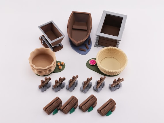 Everdell-Compatible Full Accessories Set: Resource holders, Open Signs and Card Holders, Pearl Holder