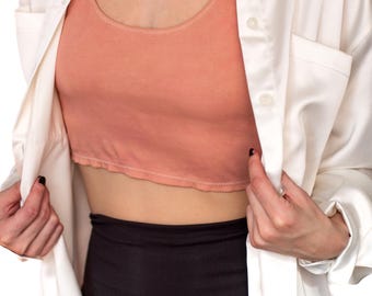 Naturally Dyed / Upcycled / Hand Dyed • Aritzia • Wilfred Free • Cropped Top Tank • Medium • Light Coral