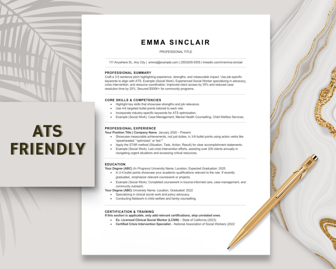 Modern Minimalist Resume Template Bundle | ATS Friendly CV + Cover ...