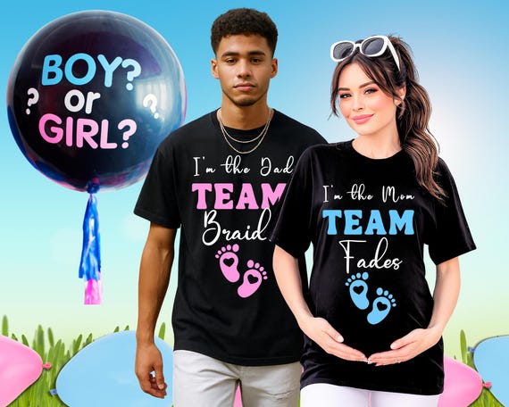 Team Braids or Fades Personalized Gender Reveal Party T-shirt