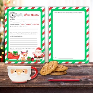 Kinder Brief an Santa & Weihnachtswunschliste - 2-seitiger digitaler Brief und Zeichenseite - Unbegrenzte Drucke, Santa und Rudolph-Thema