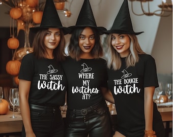 Lustige Halloween Hexe Freundesgruppe T-Shirts - Passende Gruppe T-Shirts Perfekt für Partys & Alltagskleidung - Verschiedene Hexen Zitate oder benutzerdefinierter Text