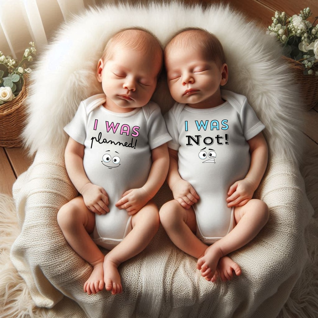 Funny Pink & Blue Twins Surprise Pregnancy Reveal Bodysuit Set - I Was