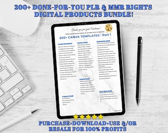 Bundel met 200+ digitale producten Done For You met master-resellrechten | Passief inkomen DFY MRR en PLR digitale marketingsjablonen, planners