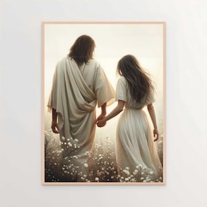 Be Close To Jesus, Christian Wall Art, Jesus with Girl, Jesus Prints, LDS Prints, Bible Art, Jesus with Woman, Picture of Jesus, Jesus Print