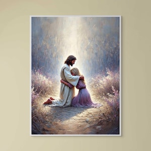 Her Faith, His Love | Christian Poster | Jesus and Girl | Jesus Picture | Jesus and Woman | LDS Painting | Jesus Art | Christ Print
