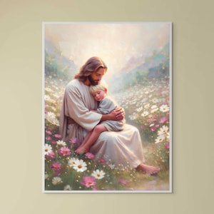 Days of Peace | Christian Poster | Jesus and Boy | Christian Poster | Jesus with Children | Bible Prints | Jesus Wall Art | Jesus Download
