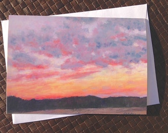 Evening Sky Sunset Note Cards, Set of 8 Blank Cards with Envelopes, Stationery, Greeting Cards, Art Cards
