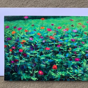 Zinnia Note Cards, Set of 8 Blank Cards with Envelopes, Stationery, Greeting Cards, Art Cards