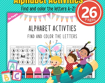 Alphabet Coloring Pages: Preschool Learning Activity (Digital Download)