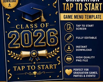 Szablon ekranu fotobudki dla klasy 2026 | Edytowalny Canva, gotowy na ekran dotykowy (pobranie cyfrowe)