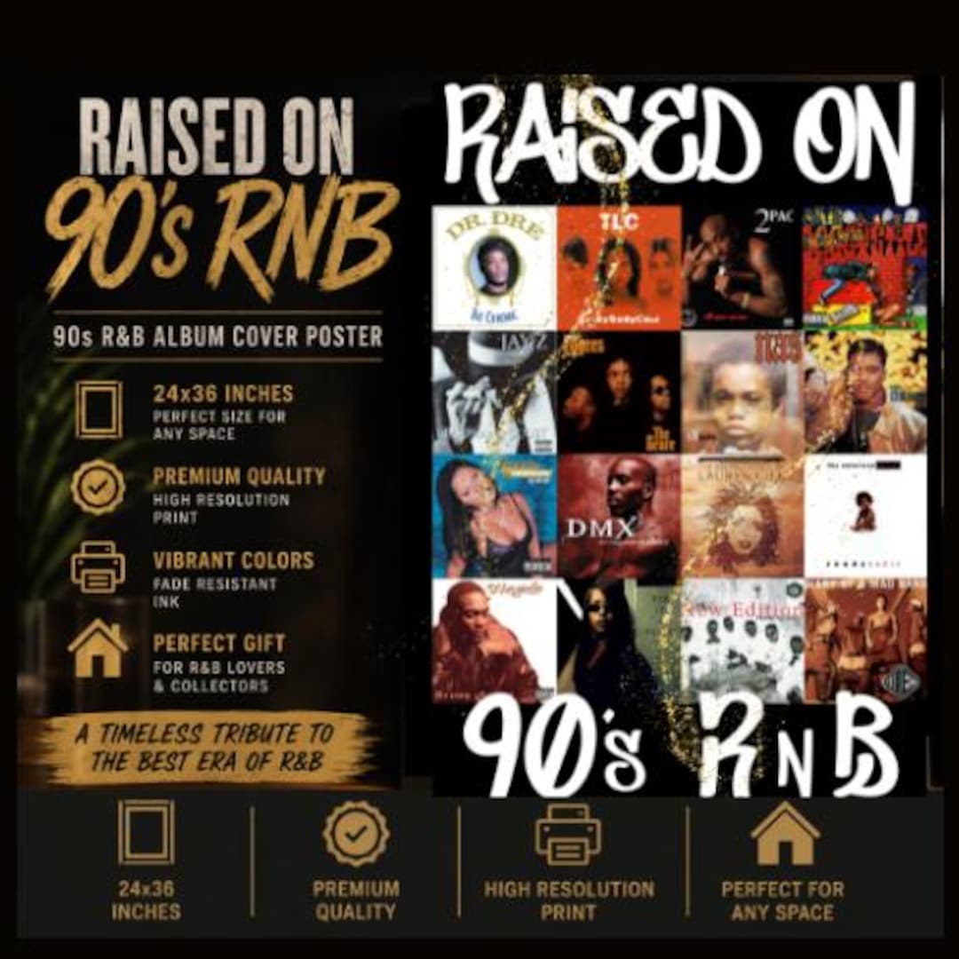 90s R&B Album Cover Poster | Nostalgic Music Wall Art (24x36 Digital ...