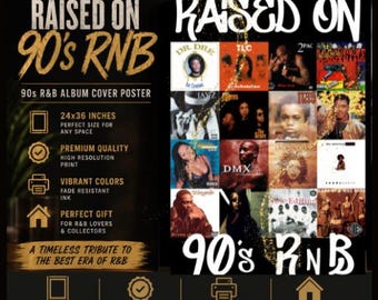 Plakat z okładką albumu R&B z lat 90. | Nostalgiczna grafika ścienna z muzyką (do pobrania w wersji cyfrowej 24x36)