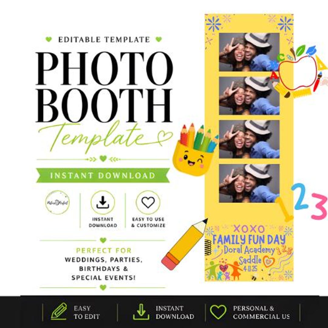 Student Overlay Back to School Photo Booth Template, Editable Student Overlay PNG ...