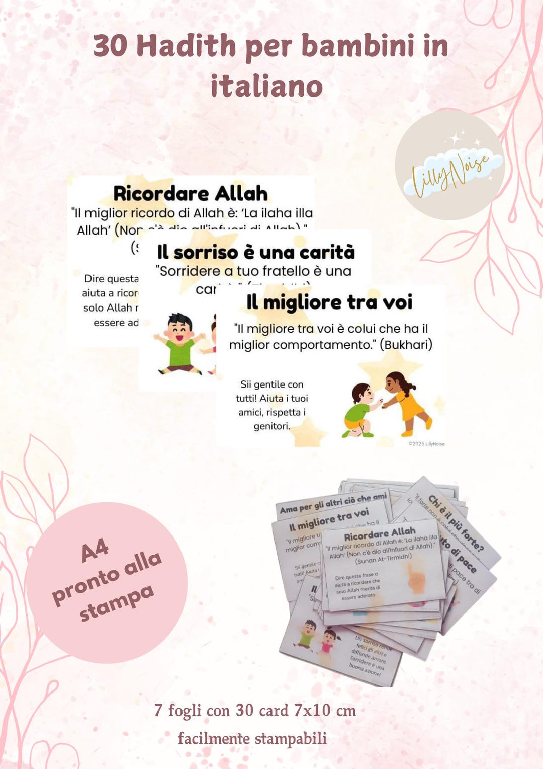 Printable Hadiths 30 Hadith for Kids in Italian | Printable Islamic Learning Cards - Etsy UK