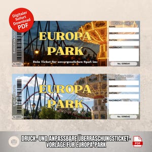 Vale-ingresso para o Europa Park, presente de aniversário personalizado, download instantâneo digital, ideia de presente