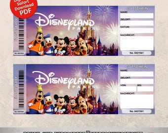 Disneyland Gutschein als Geburtstagsgeschenk Bearbeitbares Überraschungsticket Digitaler Sofort Download