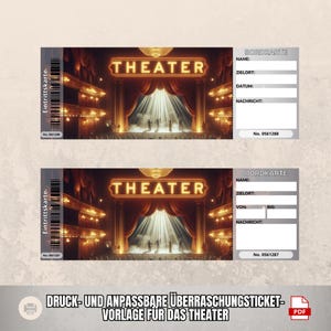 Bono de teatro personalizable como regalo sorpresa para los amantes del teatro | Ideal para grupos | Descarga instantánea | teatro