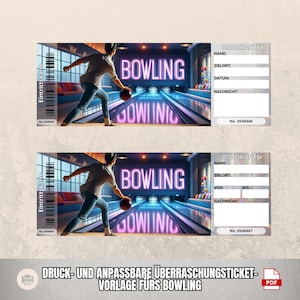 Bono de bolos personalizable como regalo sorpresa para los amantes de los bolos | Perfecto para grupos | Descarga instantánea | Bolos