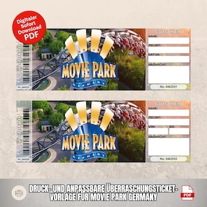 Movie Park Germany Gutschein als Geburtstagsgeschenk Bearbeitbares Überraschungsticket Digitaler Sofort Download