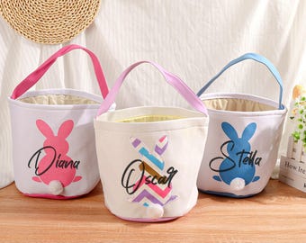 Personalisierter Osterkorb für Kinder, Benutzerdefinierter Name Osterhasenkorb, Babynamenkorb, Babymädchen und Jungenkorb, Ostereimer, Eierkorb