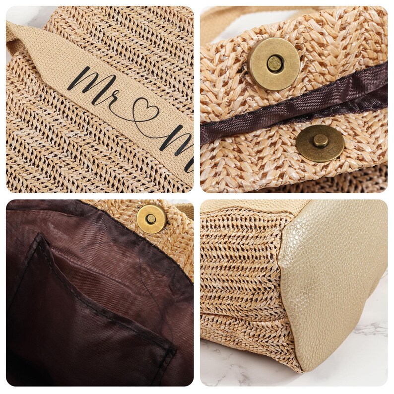 Customized Beach Bags, Personalized Woven Straw Bags, Proposal Bridal