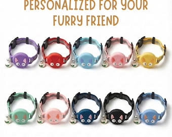 AirTag kattenhalsband: waterdicht siliconen, verstelbare veiligheidsnekband, losbreekgesp, Studio Ghibli