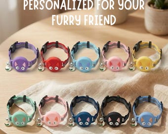 AirTag Cat Collar, Waterproof, Silicone Adjustable Neckband Breakaway Buckle Studio Ghibli, Reflective Pet Accessory