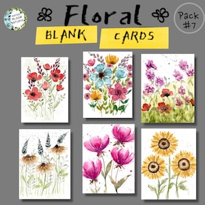 Floral watercolor cards- blank greeting cards, pack #7