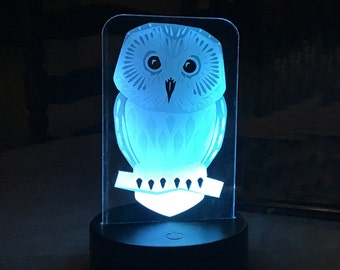 Night Owl Night Light - Laser Cut, Holo Illusion Nightlight/Desklight