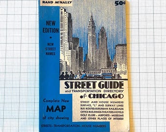 155) Vintage Street Guide and Transportation Directory of Chicago by Rand McNally. paperback. 1950s