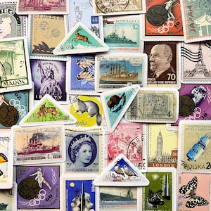 Pack Of 50 Stamp Stickers, Stamp Sticker Pack, Waterproof Sticker Bundle, Die Cut Stickers, Stamps Stickers, Global Stamps Stickers