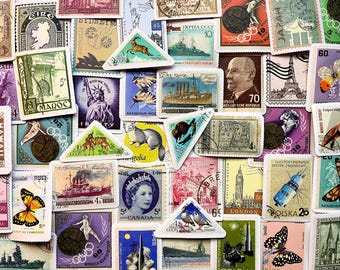 Pack Of 50 Stamp Stickers, Stamp Sticker Pack, Waterproof Sticker Bundle, Die Cut Stickers, Stamps Stickers, Global Stamps Stickers