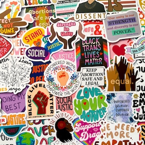 Pak met 50 stickers voor gelijkheid, stickerpakket voor sociale rechtvaardigheid, waterdichte stickerbundel, gestanste stickers, stickers voor sociale eenheid, Gay Pride