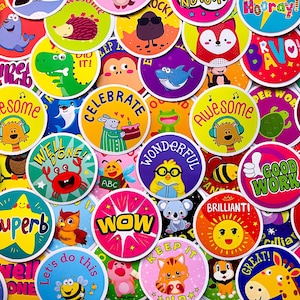 Set van 50 beloningsstickers voor kinderen, stickerpakket leraar, waterdichte stickerbundel, gestanste stickers, beloningsstickerpakket, schoolstickers