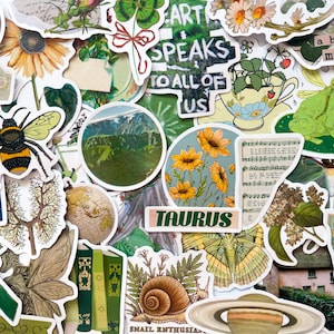 Pack Of 50 Aesthetic Green Stickers, Green Sticker Pack, Green Stickers, Waterproof Sticker Bundle, Die Cut Stickers, VSCO Green Stickers