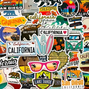 Pack Of 50 California Stickers, American States Sticker Pack, USA Stickers, Waterproof Sticker Bundle, Die Cut Stickers, California State