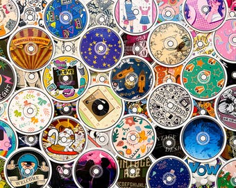 Pack Of 50 Vinyl Record Stickers,Vinyl Record Sticker Pack, Waterproof Sticker Bundle, Die Cut Stickers, Music Stickers, Pop Art Stickers