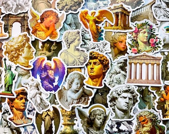 Pack Of 50 European Sculpture Stickers, Sculpture Sticker Pack, Waterproof Sticker Bundle, Die Cut Stickers, European Statue Stickers
