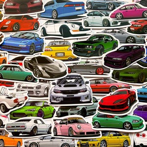 Pack Of 50 Cars Stickers, Racing Cars Sticker Pack, Waterproof Sticker Bundle, Die Cut Stickers, Racing Car Stickers, Car Sticker Pack 2