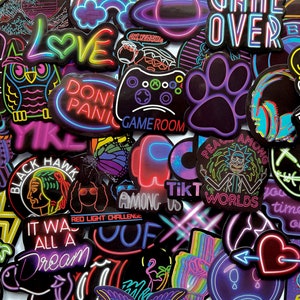 Pack Of 50 Neon Stickers, Neon Sticker Pack, Waterproof Sticker Bundle, Die Cut Stickers, Neon Stickers, Sticker Bomb, #2 Neon Stick Pack