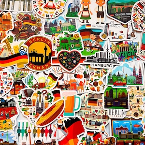 Confezione da 50 adesivi Germania, Pacchetto adesivi Germania, Adesivi Germania, Pacchetto adesivi impermeabili, Adesivi fustellati, Adesivi Deutschland
