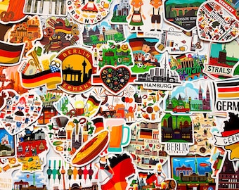 Pack Of 50 Germany Stickers, Germany Sticker Pack, Germany Stickers, Waterproof Sticker Bundle, Die Cut Stickers, Deutschland Stickers
