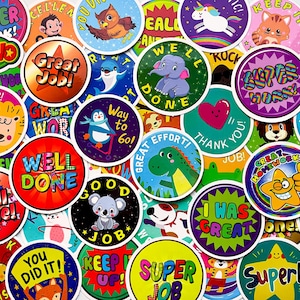 Set van 50 beloningsstickers voor kinderen, stickerpakket leraar, waterdichte stickerbundel, gestanste stickers, beloningsstickerpakket, schoolstickers